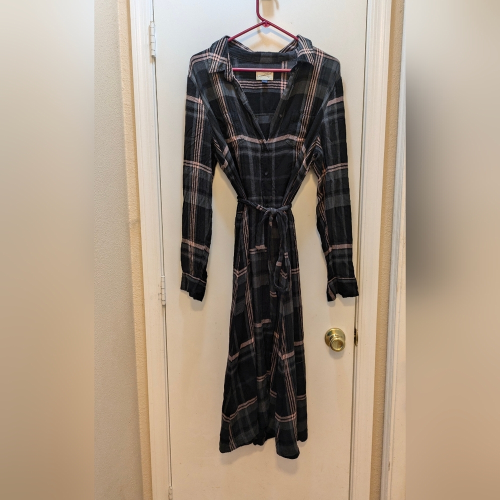 Belted long sleeve dress